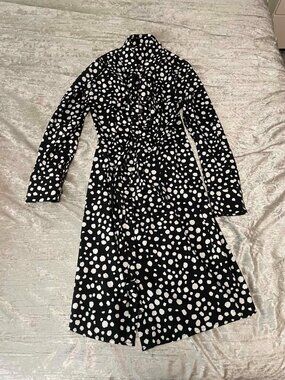 Shein black and white polka dot dalmatian button up work shirt dress